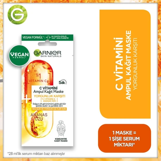 Garnier C Vitamini Yorgunluk Karşıtı Ampul Kağıt Yüz Maskesi