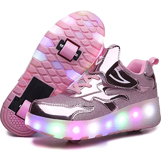 Jimmy Fois 4 Tekerlekli USB Şarj LED Işık Yayan Paten Ayakkabı (Yurt Dışından)