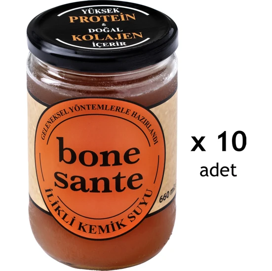 Bone Sante 1 Aylik  Kürü 10'lu x 660 ml Ilikli Kemik Suyu