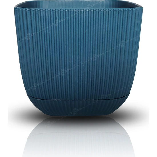 Toxa 4 Litre Gece Mavisi Mercan Kare Saksı Plastik Çiçek Bitki Kaktüs Sukulent Saksısı No4