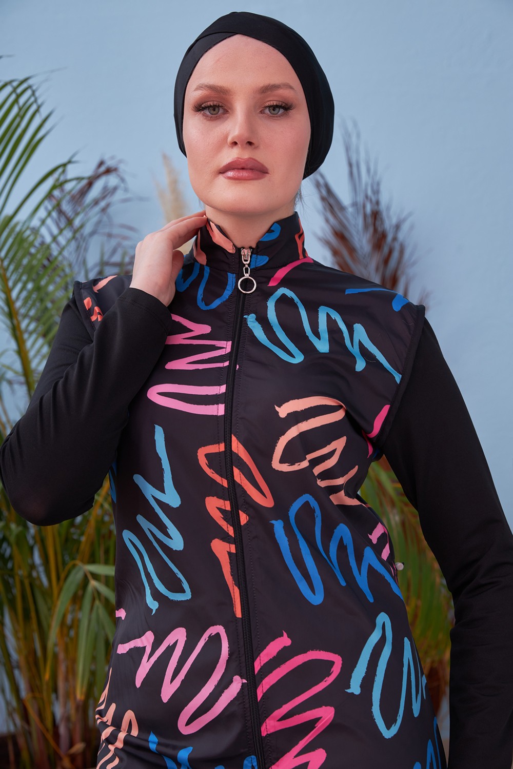Remsa Mayo Remsa Tam Kapalı Mayo Kadınlar İçin Esnek Polyester Kumaşlı Renkli Desenli 4 Parça Set görsel 6