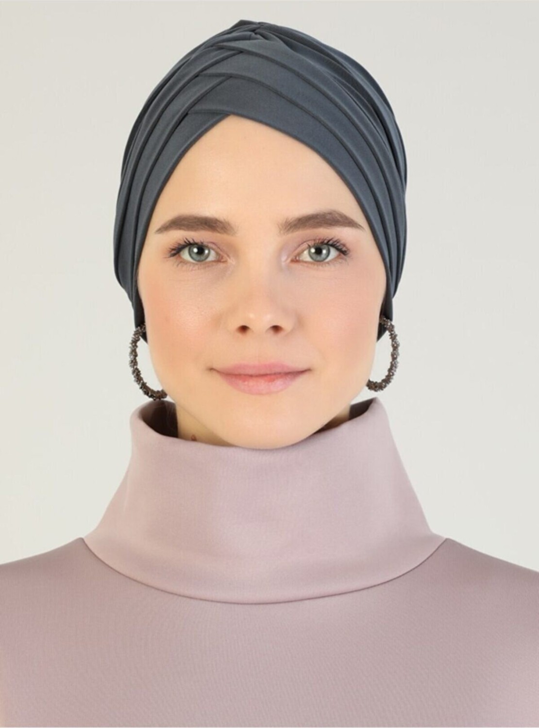 Naciye Sultan Tesettür Çapraz Deniz Bonesi Üç Bantlı Hazır Türban Siyah görsel 7