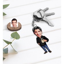 BK Kişiye Özel Erkek Karikatürlü Ahşap Anahtarlık-88