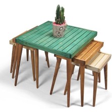 Entema Doğal Ağaç Masif Kütük Lata 5’li Orta Zigon Sehpa