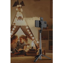 Yeni Q02S Cep Telefonu Bluetooth Özçekim Çubuğu LED Güzellik Dolgu Işığı Genişletilmiş Tek Parça Tripod Canlı Yayın Braketi(Yurt Dışından)