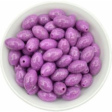 Hedef Bijuteri Oval Badem Model Damarlı Mor Boncuk (100GR,~50 Adet Boncuk)