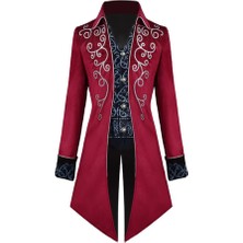 Erkekler Ortaçağ Victoria Kostüm Smokin Beyefendi Tailcoat Gotik Steampunk Siper Vintage Frock Kıyafet Ceket Erkekler Için S Xxxl | Tatil Kostümleri (Kırmızı)