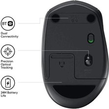 Kablosuz Sessiz Bluetooth Fare 2.4 Ghz Birleştirici Çift Modu 1000 Dpı Çok Cihaz Ofis Fare Pc Için Optik Optik Sessiz | Fareler (Siyah)