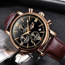 Iş Deri Moda Moda Su Geçirmez Kuvars Izle Mens Watches Top Marka Lüks Erkek Tarih Saati Relogio Masculino | Kuvars Saatler (Black2)