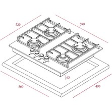 Teka - PAC 60 4G AI AL CI OCAK BEYAZ - Ankastre Kristal Cam Gazlı Ocak - Döküm Izgara - Beyaz - 60 cm - 40245106