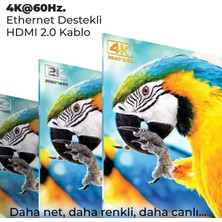 Bix NHD05 4K@60Hz HDMI 2.0 Ethernet 18 Gbps. Veri Aktarım Destekli 3D Ready Nikel Kaplama 5 Metre HDMI Kablo