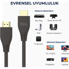 Bix PHD03 8K@60Hz HDMI 2.1 Ethernet 48Gbps. Veri Aktarım - eARC - 3D Ready Destekli Altın Kaplama 3 Metre HDMI Kablo