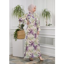 Jud Fashion Fırfırlı Çiçekli Elbise
