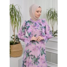 Jud Fashion Fırfırlı Çiçekli Elbise