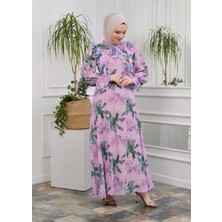 Jud Fashion Fırfırlı Çiçekli Elbise