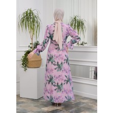 Jud Fashion Fırfırlı Çiçekli Elbise