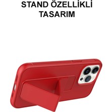 Kzy Apple iPhone 13 Pro Max Kapak Qstand Silikon Kılıf - Mürdüm