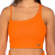 Wiawi Kadın Ince Askılı Spor Sütyeni Atlet Esnek Crop Top - Brave Turuncu