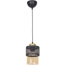 Fer Avize  Fantastik Modern Tasarım Sarkıt Siyah Renk Bal Camlı Tekli Avize