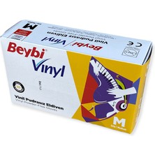Beybi Vinil Pudrasız Eldiven M 100'lük Kutu x 5 Kutu (500 Adet) Medium Boy