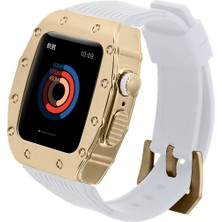 AktarMobile Apple Watch 5 44 mm Uyumlu Modifikasyon Kiti Hublot Tasarım Paslanmaz Çelik Kasa & Silikon Kordon