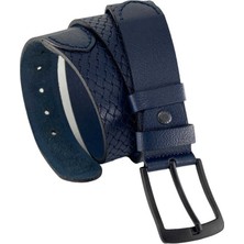 Süzer Deri 4 Cm. Spor  3 Parçalı Özel Üretim El Yapımı Kemer Lacivert