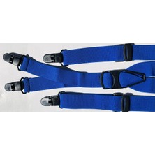 Kemer Sepeti Saks Mavi Pantolon Askısı 4 Klipsli 2.5 cm Genişliğinde