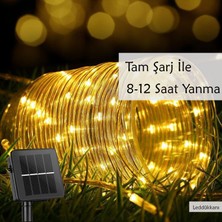 100 LED 12 Metre Sarı Flex Peri LED Işık Güneş Enerjili Solar Bahçe Balkon Ağaç Lambası Aydınlatması