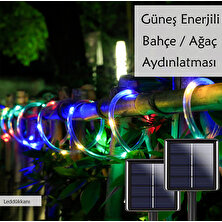 Leddükkanı 100 LED 12 Metre Renkli Flex Peri LED Işık Güneş Enerjili Solar Bahçe Balkon Ağaç Lambası