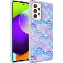 Kılıfmania Samsung Galaxy A72 Kapak Deniz Kabuğu Desenli Parlak Silikon Kılıf - Lila