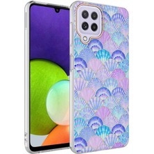 Kılıfmania Samsung Galaxy M32 Kapak Deniz Kabuğu Desenli Parlak Silikon Kılıf - Lila