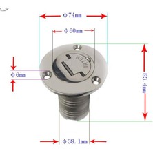 Lnshop 2 x 38 mm Tekne Güverte Dolgusu W/ Anahtarsız Kapak 1-1/ 2 "su 316 Paslanmaz Çelik (Yurt Dışından)