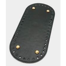 Angel Çanta Aksesuar Suni Deri Siyah Renk 25X12 cm Oval Çanta Tabanı (Light Gold Aparatlı)