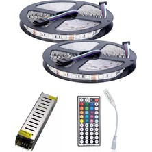 Tawitec Rgb Şerit Led 3 Çipli - 5+5  10 Metre 3cipli - 12v 5a Silim Adaptör - 44tuşlu Kontrol Kutusu Radio Frekanslı