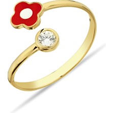 Argentum Concept 925 Ayar Gümüş Çiçek Figürlü Altın Kaplama Yüzük - Y015801