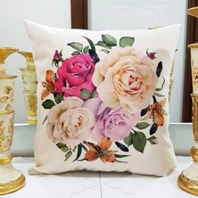 Körfez Kırlent Çiçek Bahçesi Baskılı Kırlent Kılıfı 43 x 43 cm