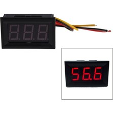 741 Elektronik 0.56" 0 100V 3 Kablolu Dc Kırmızı Voltmetre