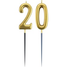 Partijet 20.yaş Rakam Altın Çubuk Mum 14 cm