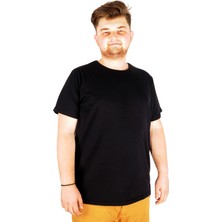 ModeXL Büyük Beden Likralı T-Shirt Bisiklet Yaka 20149 Siyah