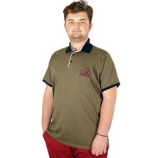 ModeXL Büyük Beden T-Shirt Polo Stay Positive 21309 Haki