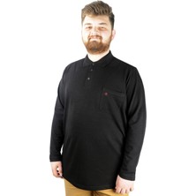 ModeXL Büyük Beden Tshirt Polo U.kol Cepli 22446 Siyah