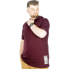 ModeXL Büyük Beden T-Shirt Kapşonlu Barcode 22178 Mürdüm