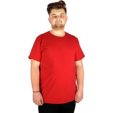 ModeXL Büyük Beden Likralı T-Shirt Bisiklet Yaka 20149  Bordo