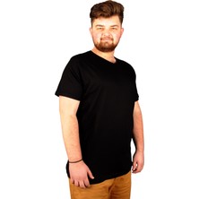 ModeXL Büyük Beden Erkek Tshirt V Yaka Basic 20032 Siyah