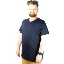 ModeXL Büyük Beden Erkek Tshirt V Yaka 20032 Lacivert