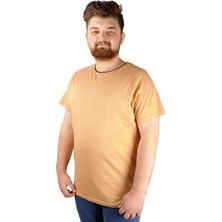 ModeXL Büyük Beden Likralı T-Shirt Bisiklet Yaka 20149 Hardal