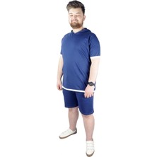 ModeXL Erkek T Shirt Kapşonlu Sweep Check 22136 Indigo