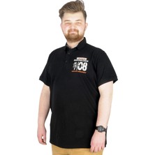 ModeXL Büyük Beden T-Shirt Polo Skipper Crew 22341 Siyah