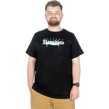 ModeXL Büyük Beden T-Shirt Bis Yaka Paradise 22199 Siyah