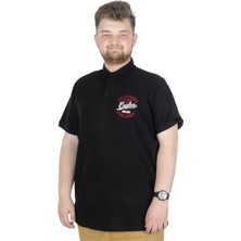 ModeXL Büyük Beden T-Shirt Polo Eagles 22348 Siyah